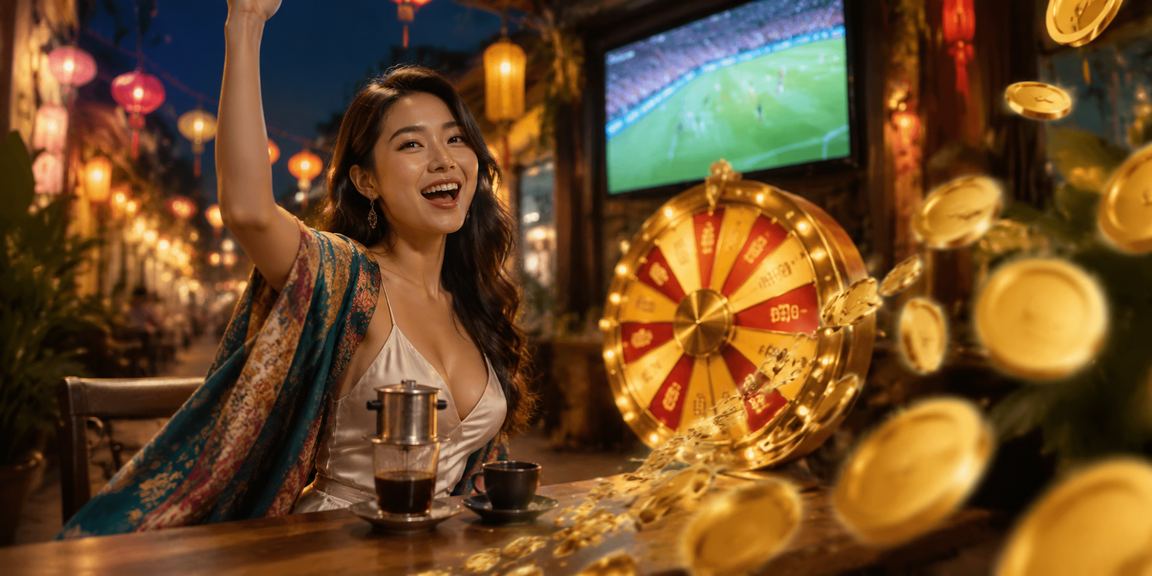 Người chơi tại Hội An tham gia trò chơi roulette trực tuyến trong không gian cà phê yên tĩnh