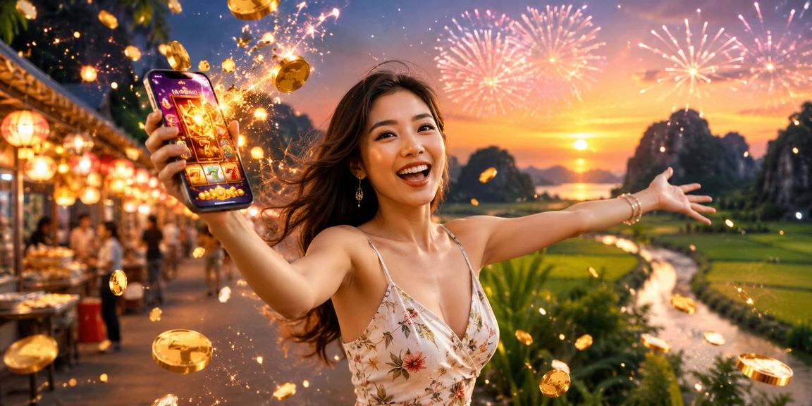 Không khí chợ đêm Ninh Bình lung linh bên cạnh màn hình slot game trực tuyến